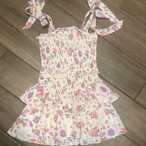 Katie J Girls White Floral Tie-Shoulder Sundress- worn once. like new!